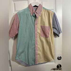 Vintage Harold Grant Colorblock Striped Shirt Men’s L Tailored in USA